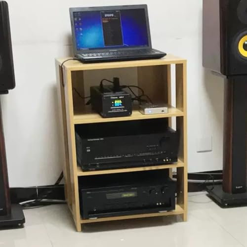 Audio Stereo Stativ Trä Media Ställ 3/4-lagers Mediakomponenter Skåp Multifunktionell Audio Tower Hifi Rack Hörnhylla Öppen Media Förvaringsskåp Förvaringsställ (Valnöt, 4 Eter)