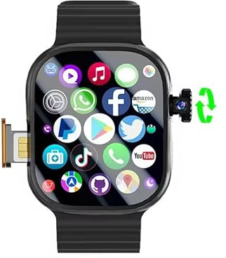 Reloj inteligente DW100 4G/5G LTE Android 10.0 con cámara giratoria 180°, 64GB ROM, WiFi, GPS, tarjeta SIM, pantalla Amoled de 2,29 pulgadas, Play Store, Smartwatch (Negro, 3GB 32GB)