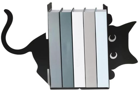 Buchstützen mit Katzenmotiv – dekorative Buchstützen – rustikale Buchstopper aus Eisen mit niedlichen Katzen, Stützhalter, Buchstützen für Schreibtisch, Bauernhauszimmer