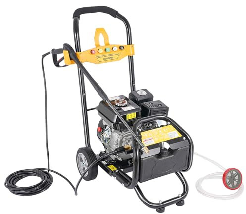 idropulitrice a benzina, 7,5 HP ad alta pressione con 5 ugelli pistola a spruzzo e 2 rotoli, idropulitrice portatile ad alta pressione professionale per la pulizia di pavimenti terrazze e auto