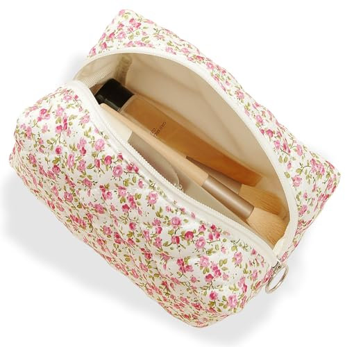 ZEPIQOR Kosmetiktasche Kulturtasche Make Up Tasche Reise Waschtasche Cord Make Up Organizer Waschbeutel Klein Kulturbeutel Schminktasche Multifunktionaler Kosmetikbeutel Set Für Damen Mädchen Rosa