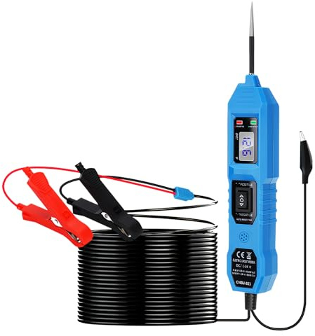 Kfz Stromkreistester, Spannungsprüfer Auto Circuit Tester DC 6 V-24 V, Stromprüfer Auto mit LCD Display, Power Circuit Probe Auto Tester, Polaritätstester mit Prüflampe für Prüfung der Autobatterie
