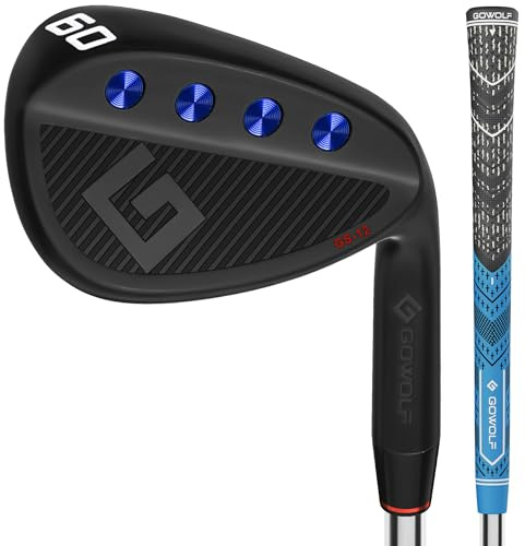 Gowolf 60 Degree Wedge Right Hand - Premium Forged Full Face Golf Wedges for Men, Golf Gap Wedges Sand Wedge Lob Wedge, Golf Clubs CNC Milled Face for More Spin - Great Golf Gifts (Black 60 Degree)