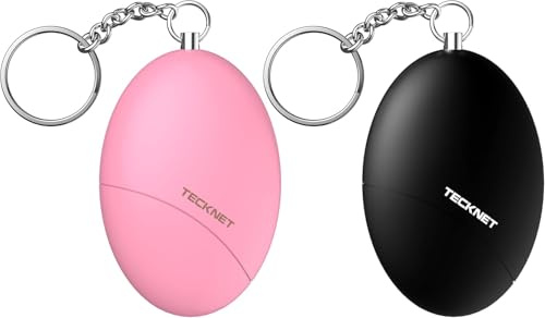 TECKNET Taschenalarm für Frauen, 2 PCS 130dB Persönlicher Sirenen Schlüsselanhänger, sturzfest Selbstverteidigung Panikalarm Persönliche Sicherheit für Frauen, Kinder, Senioren
