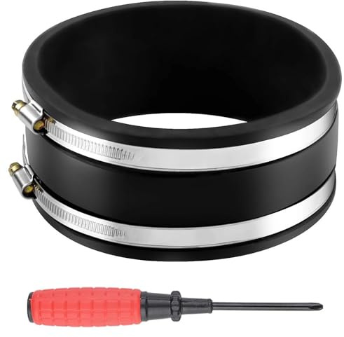 Manguito de goma flexible Ø150mm acoplamiento de goma con dos abrazaderas de acero inoxidable y un destornillador manguito reductor de ruido conector de tubo para ventilador de tubo conducto
