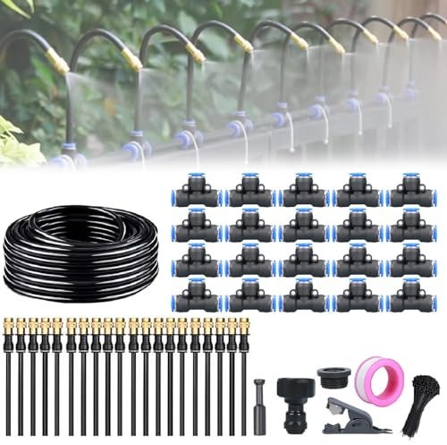 Système d'irrigation automatique de jardin incurvé à 360°, kit d'irrigation goutte à goutte 16,4/32,8/49,2/65,6 pi, système d'irrigation goutte à goutte automatique, système d'arrosage de jardin, inst