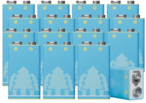 Pilas Recargables 9V 3600mWh Alta Capacidad Recarga USB con Cable Tipo-C para Detectores Humo, Multímetros, Mandos a Distancia, Guitarras Eléctricas y Micrófonos Inalámbricos (16 Piezas)