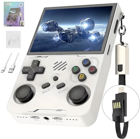 R36XX Retro Gaming Console 64G, Handheld Video Game Console 15000+ Classic Games 12+ Emulators, 3.5″ IPS OCA Screen, 640*480 Resolution, Open Source Linux System, WIFI Support (White)