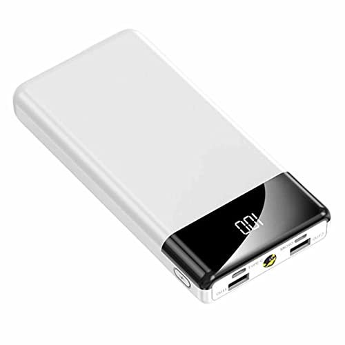 Carga rápida Power Bank, Quick 10000mAh USB C Ultra Slim LED Power Pack, Blanco, 30000mAh