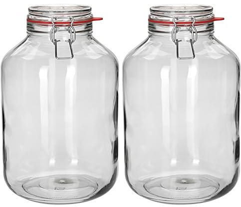 Flaschenland - 2 bocaux en verre à étrier de 4880 ml | Bocaux de conservation hermétiques | Idéal pour la conservation des aliments dans la cuisine | Farine, sucre, café, pâtes, riz, céréales |
