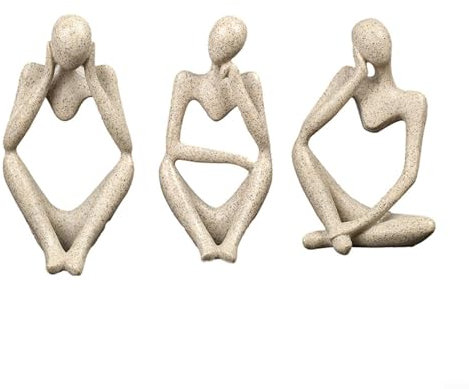Fauhapyway Estatua de pensador moderna abstracta figura de pensamiento escultura de estilo nórdico figura de resina estante de mesa pieza de arte decorativa dorada (juego de piedra arenisca)