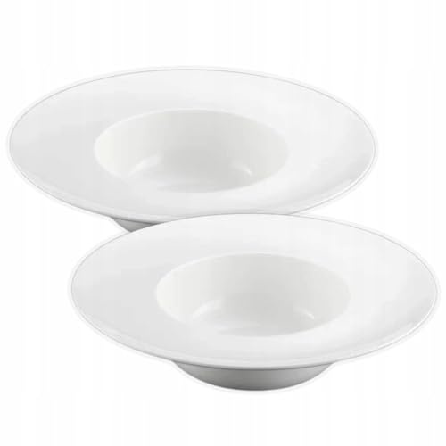 Wilmax - Tiefer Teller - 2 Stück - Ø 25,5cm - Weißer Suppenteller aus Porzellan - 600ml Speiseteller - Spülmaschinenfest - Frühstücksteller - Kuchenteller