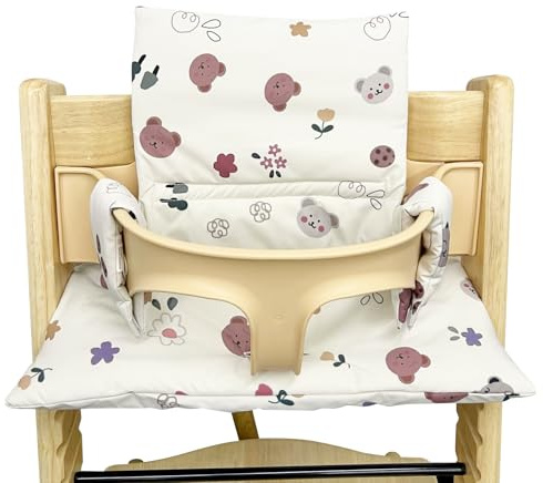 Sitzkissen für Stokke Tripp Trapp Hochstuhl: Doppelte Polsterung, Wasserdicht, Kids Sitzkissen, Abnehmbar, Bio Baumwolle Weiches Zubehör (Blumenbär)