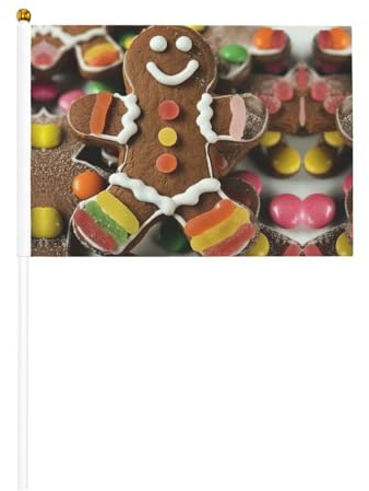 Gingerbread Man Candy Double sided hand cranked flag party decoration international festival event indoor and outdoor