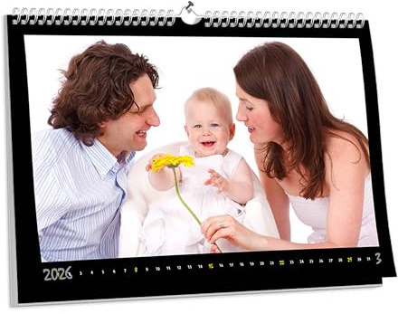 KALVOS Deutscher Personalisierter Fotokalender 2026, Wandkalender A3 und A4, Jahreskalender Zum Selbstgestalten, Monatskalender, Familienkalender, Das Perfekte Geschenk, Bastelkalender, Kalender 2026