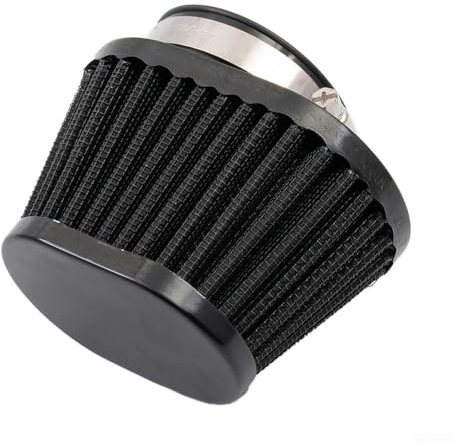 Filtre à air conique rond 55 mm pour moto et voiture, maille en acier inoxydable avec base en caoutchouc et collier de serrage, filtre à air de rechange noir