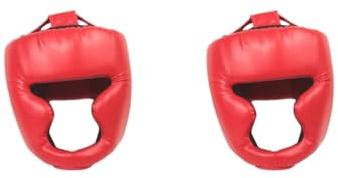 Set di 2 protezioni per guance da boxe, protezione per la testa, portatile, per Sanda, Muay Thai, MMA, per bambini, rosso