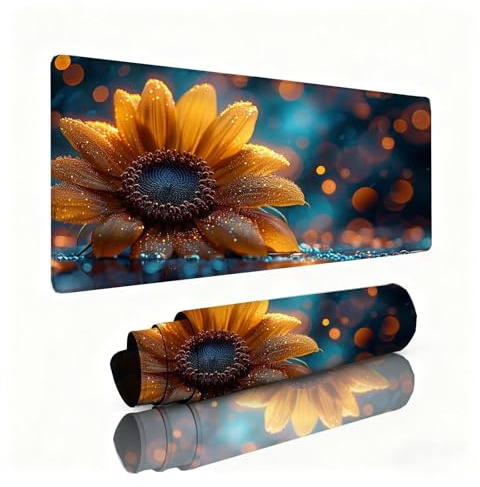 Alfombrilla Escritorio Crisantemo Alfombrilla Ratón Sueño Tapete Escritorio 800x300x3mm, Almohadilla Raton Superficie Resistente a Salpicaduras, Desk Mat con Bordes Cosidos Duraderos, Portátil 0B-646