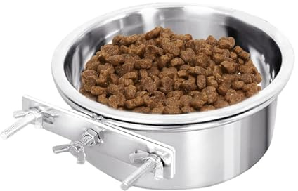 Cuenco de Agua para casetas de Perros, Cuenco de Agua para Perros al Aire Libre - Cuenco de Agua para Perros de Acero Inoxidable | con Soporte, Jaula, Jaula, Vaso de Gancho para Perros, Gatos