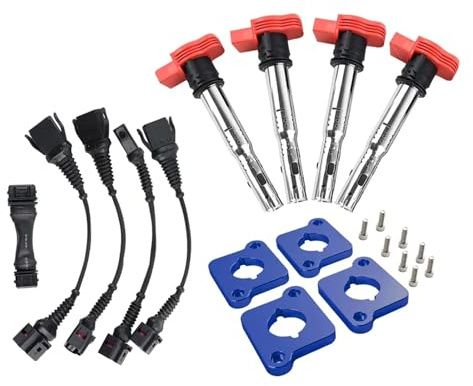 4 bis 5 Kontakte 2.0T Zündspule ICM Kabelbaum R8 Platten Spulenpaket Komplettset Kompatibel Für 97-99.5 1.8T B5 A4 Audi(Dark blue)