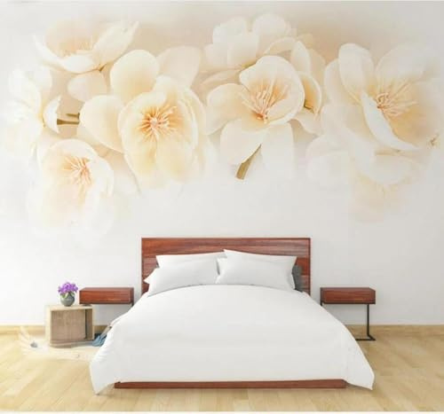 XLMING Tredimensionale Raffinato Minimalista Rosa Fiori Di Pesco 3D Carta Da Parati Lusso Casa Soggiorno Divano Mobili Floreale Camera Letto TV Sfondo Muro-150cm×105cm