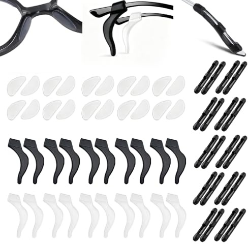 Lot de 30 Paires Anti Glisse Lunettes en Silicone, Coussinets Antidérapants | Plaquettes De Nez en Silicone, Forme de D Plaquettes de Nez, Accessoire Lunette, pour Lunettes, Universels