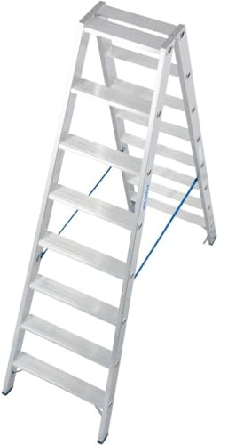 Stufen-DoppelLeiter, (Alu), Arbeitshöhe 3,65 m,Leiternhöhe 1,9 m, Stufenanzahl 2x8, Gewicht 10,8 kg