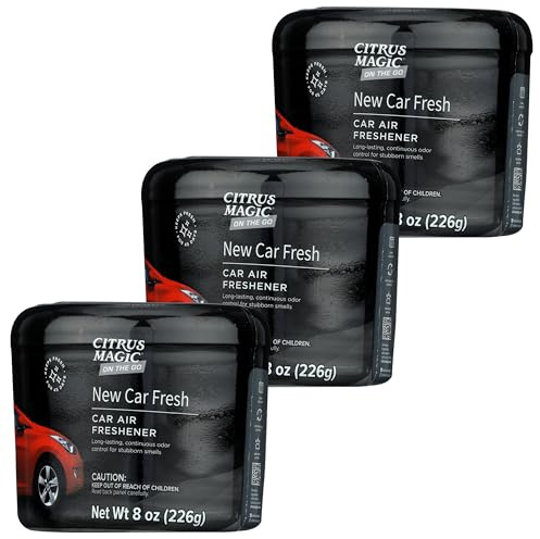 Citrus Magic On The Go Odor Absorbing Solid Air Freshener, Luxurious New Car, 8-Ounce, Pack of 3