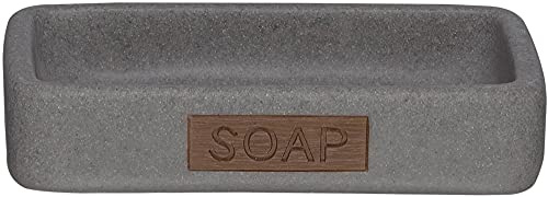Sealskin Seifenschale Pierra, Polyresin, Farbe: Farbe: Grau, 12.2 x 8.6 x 2.5 cm