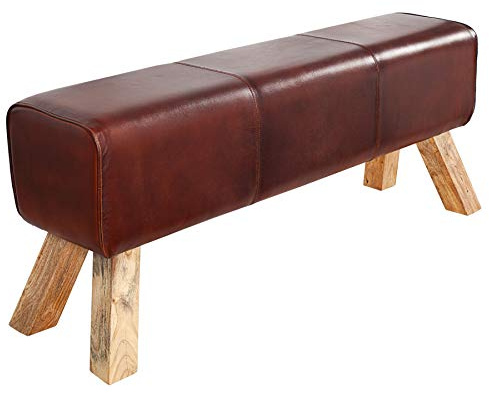 invicta INTERIOR Design Sitzbank TURNBOCK mit Echtleder Bezug 120 cm Kult Schulsport Bank Leder