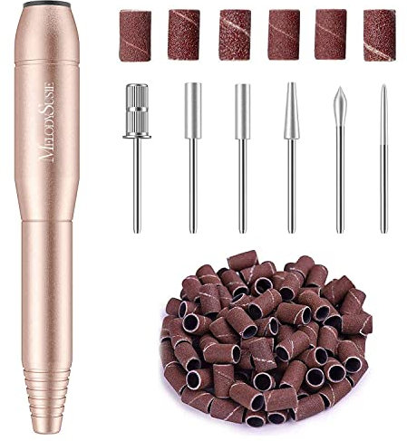 MelodySusie Nagelfräser Elektrisch 20000 U/min einstellbare Geschwindigkeit Professionelle Elektrische Nagelfeile Maniküre Pediküre Negelpflege Set für Zuhause und Nagelstudio, Golden