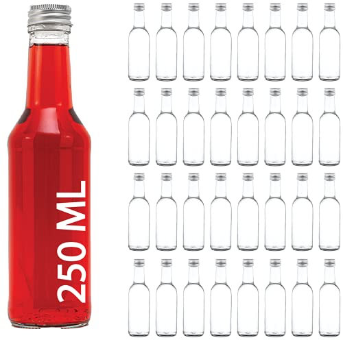 casavetro Claro Tornillo Superior Botellas de Vidrio vacías 250 ml - Tapas giratorias Recargables Reutilizables - Tapa de Metal Ajustada al Aire para Kombucha Home Brewing Gin Aceite (30 x 250 ml)
