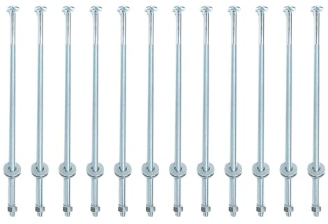 ONESTOCK 3/8-inch x 12-inch Threaded Carriage Bolts Fasteners with Nuts and Washers - 12-Pack