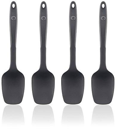 Kochblume Flexlöffel S 4er Set | Premium-Silikon | Hitzebeständig | Spülmaschinenfest | Farbe: anthrazit