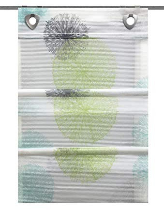 Magnetrollo Rawlins grün inkl. Haken | Raffrollo mit Magnetraffung | Gardine ohne Bohren Montage direkt am Fenster (BxH 60x130cm)