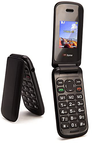 TTfone Flip TT140 Mobile Phone Camera Bluetooth Cheap Pay As You Go (Giff Gaff, Black)