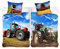 Familando Set di biancheria da letto trattore mietitrebbia, 135 x 200 cm, 80 x 80 cm, per bambini, con chiusura lampo, in 100% cotone