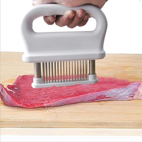 Agatige Attendrisseur à Viande, 48 Attendrisseur à Lame D'aiguille Ultra Pointue en Acier Inoxydable Outil D’attendrisseur D’aiguilles Viande pour Attendrir le Steak, Boeuf avec Brosse de Nettoyage