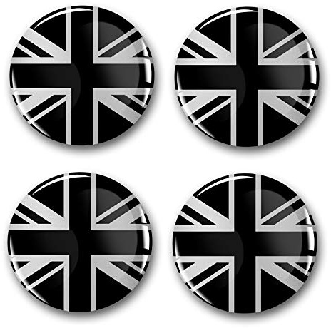 4 x Gel Aufkleber für Nabendeckel 60mm Durchmesser Felgenaufkleber Sticker für Felgen Emblem Doming für Auto Kfz Tuning Zubehör DM007 (Nr. 7 United Kingdom Silver, Gel Aufkleber Set)