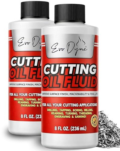 2-Pack Evo Dyne Cutting Oil Fluid (8oz), Made in USA - Multipurpose - Cutting Oil for Drilling, Tapping, Milling - Machine Cutting Fluid | Safe on Metal & Glass