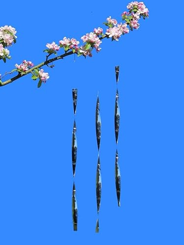 Pommerntraum ®| Edelstahl Spiralen Vogelscheuche Vogelschreck Taubenschreck | Windspiel Vogelabwehr Taubenabwehr Pirouetten Windspiralen Winddancer Windskulpturen Gartendekoration Edelstahlband (3 Stück)