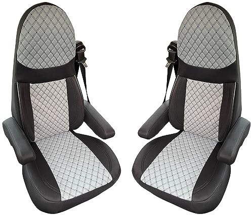 BREMER SITZBEZÜGE Wohnmobil Schonbezüge für Aguti GIS Liner und Milan Sitze | 2er Schonbezug Set inkl. Armlehnen-Bezüge in Schwarz/Grau | GT401
