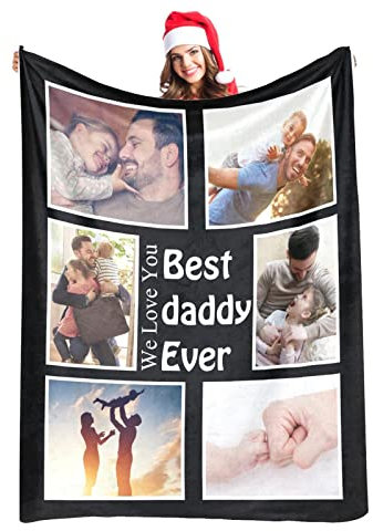 BYWEXCLESD Personalisierte Decke Fotodecke mit Eigenem Foto Personalisiert Kuscheldecke mit Fotos, Fotogeschenke für Freundin, Mama, Papa, Oma, Opa, Muttertagsgeschenk Geburtstag, 6 Fotos