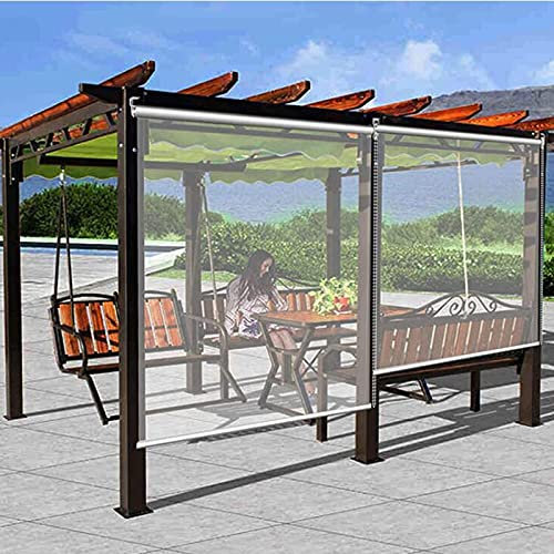 FUFU Persianas Estor Enrollable Persiana Pérgola,Al Aire Libre Cortina Enrollable Transparente, para terrazas, pabellones, terrazas, Cortavientos, Zonas exteri(Size:90cmx150cm/35.4 x59)