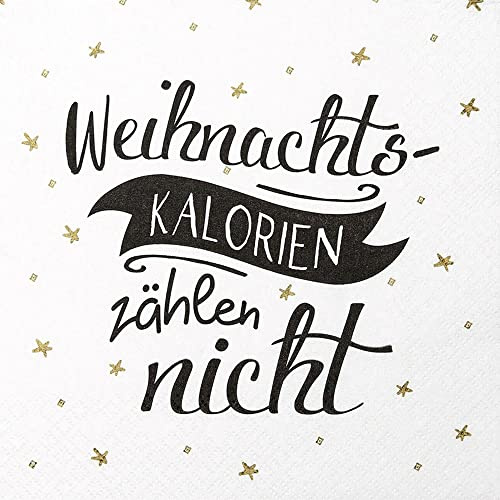 20 Servietten Weihnachtskalorien zählen nicht | Spruch | lustig | Winter | Weihnachten | Tischdeko | Decoupage | Serviettentechnik 33x33cm