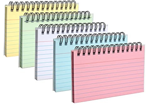 5er Pack bunte karteikarten spiral notizblöcke vokabelkarten für büro schule studium must haves Transparente Abdeckung flashcards 5 farben 12,5 * 8 cm