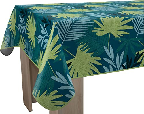 Le Linge de Jules Nappe Anti-Taches Bali - Rectangle 150 x 300 cm, Bleu, Vert