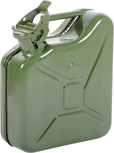 EDA - Metallkanister 5 Liter – zugelassen für den Transport von Kohlenwasserstoffen und gefährlichen Produkten - 24,7 x 10,6 x 27,5 cm – Khakigrün