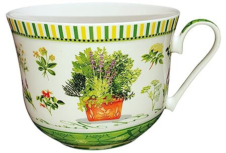 Jameson & Tailor Tasse en porcelaine végétalienne brillante, 480 ml, herbes