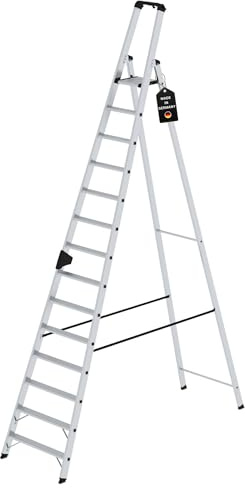 PROREGAL Stufen-Stehleiter | einseitig | begehbar | 14 Stufen | Leiter, Teleskopleiter, Trittleiter, Bockleiter, Sprossen-Doppelleiter